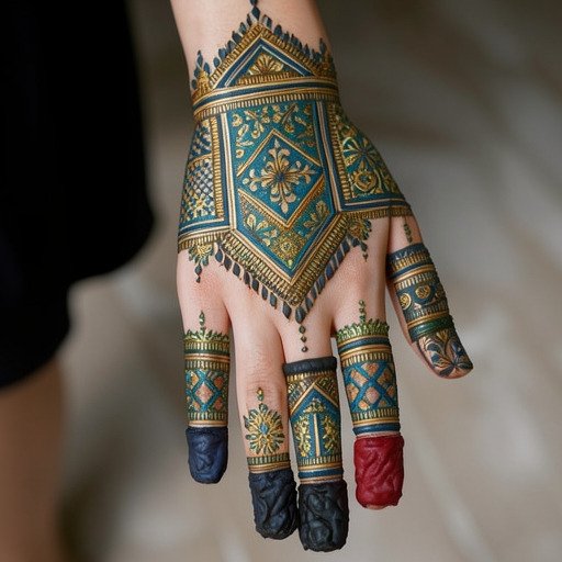 Mandala mehndi design placed at the center of the palm