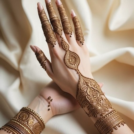 Easy mehndi design for front hand with minimal detailing
