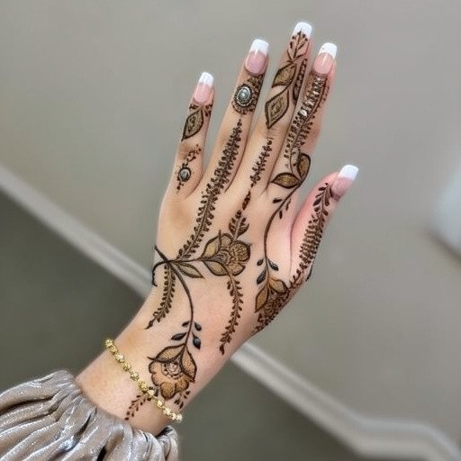 Finger mehndi design with clean and simple detailing
