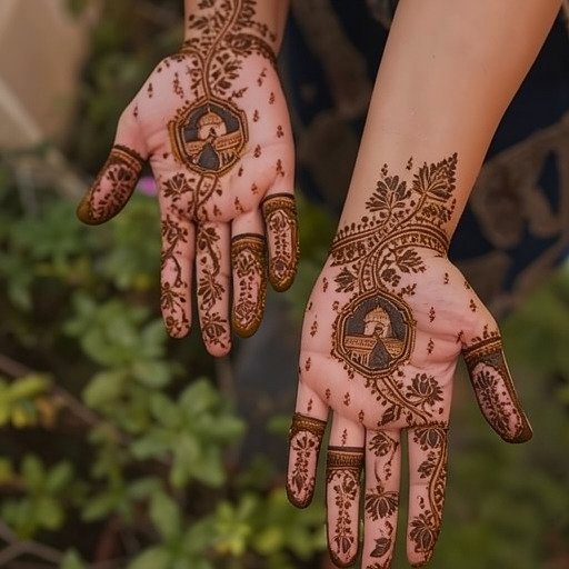 Front hand mehndi design with soft floral motifs