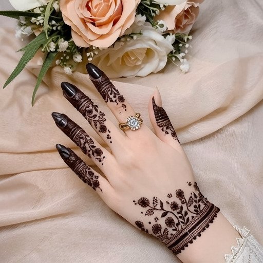 Back hand mehndi design styled like a bracelet