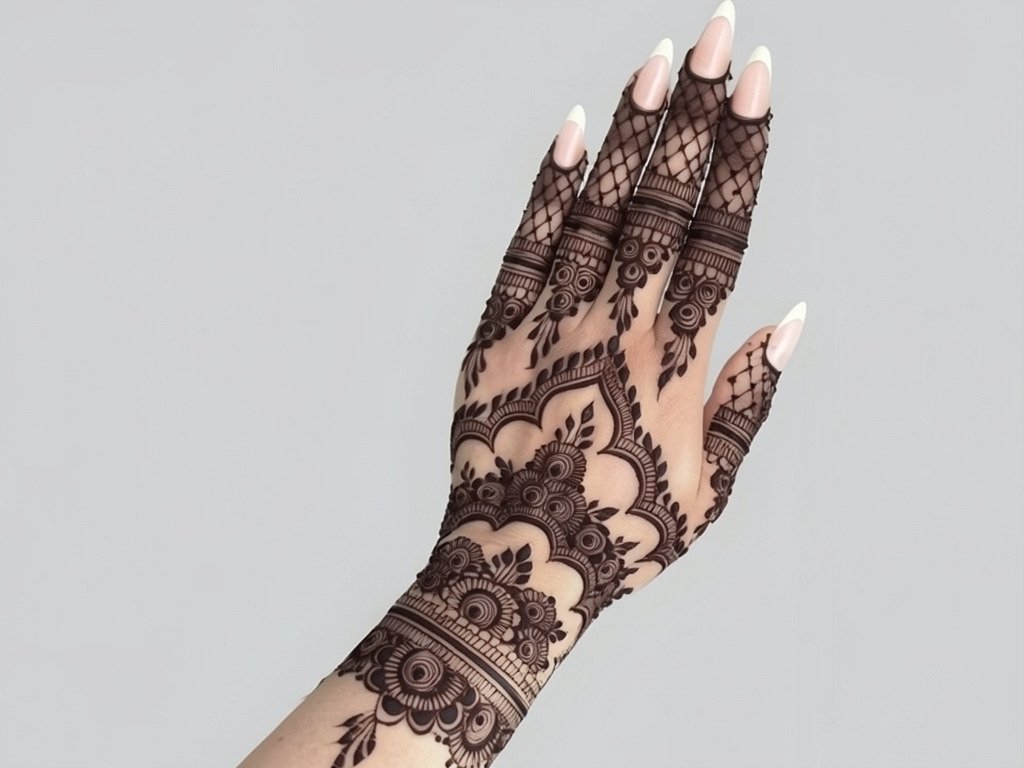 Elegant back hand mehndi design for bridesmaids