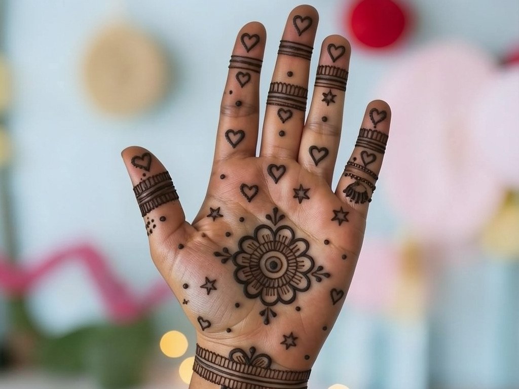 Traditional mehndi design for Karwa Chauth