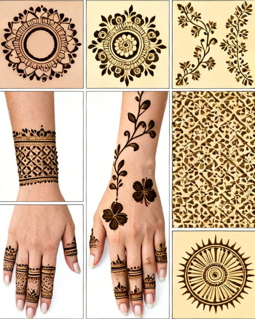 Fresh mehndi paste applied on hands before drying