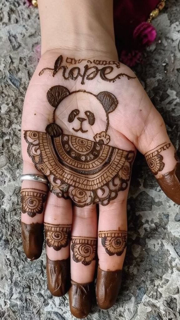 bear mehndi design for kids