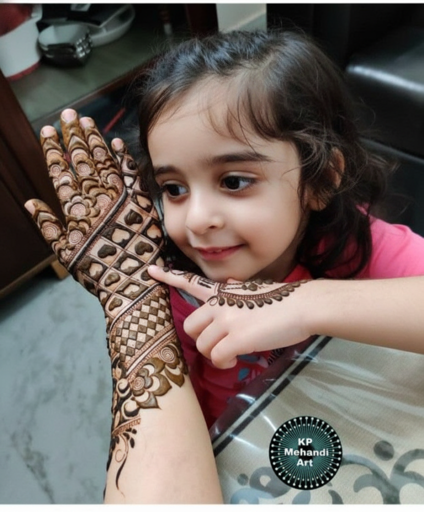 Butterfly and heart Mehndi design for kids
