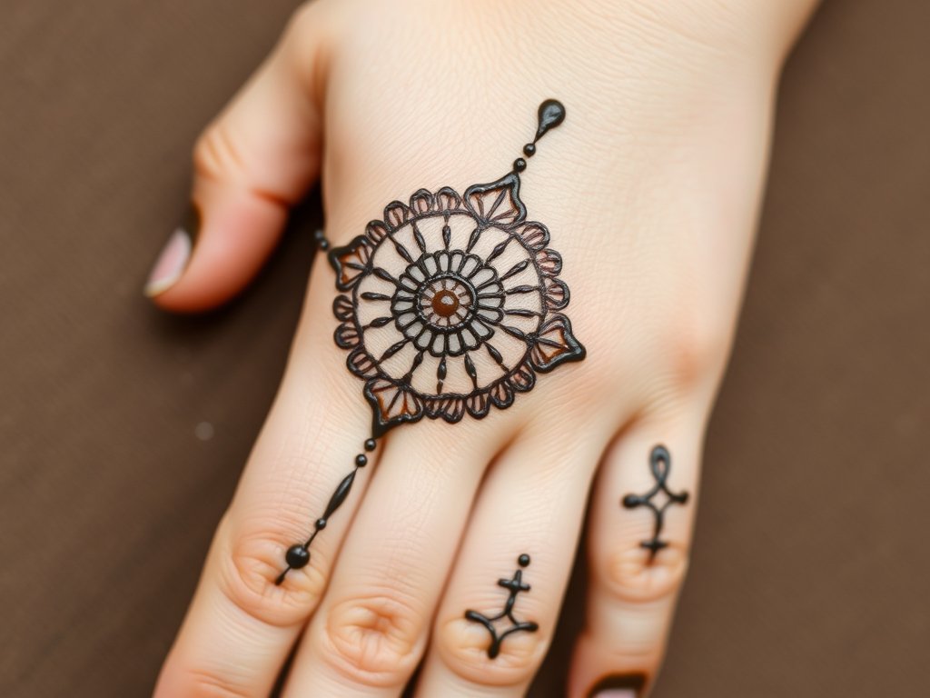 Intricate Mehndi design for kids
