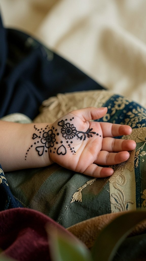 Circular easy Mehndi design for kids
