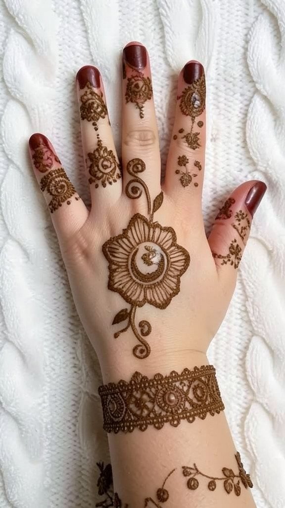 Circular easy Mendhi design for kids
