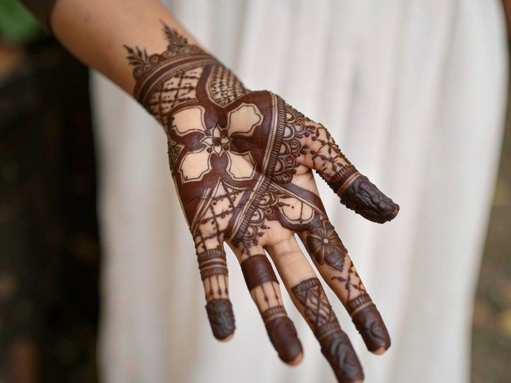 Dark mehndi colour on hands after paste removal