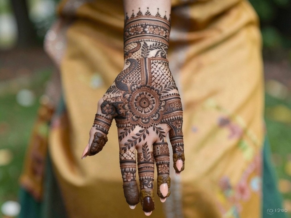 Minimal mehndi design with clean lines and open space