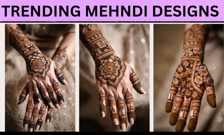 unique mehndi design front hand